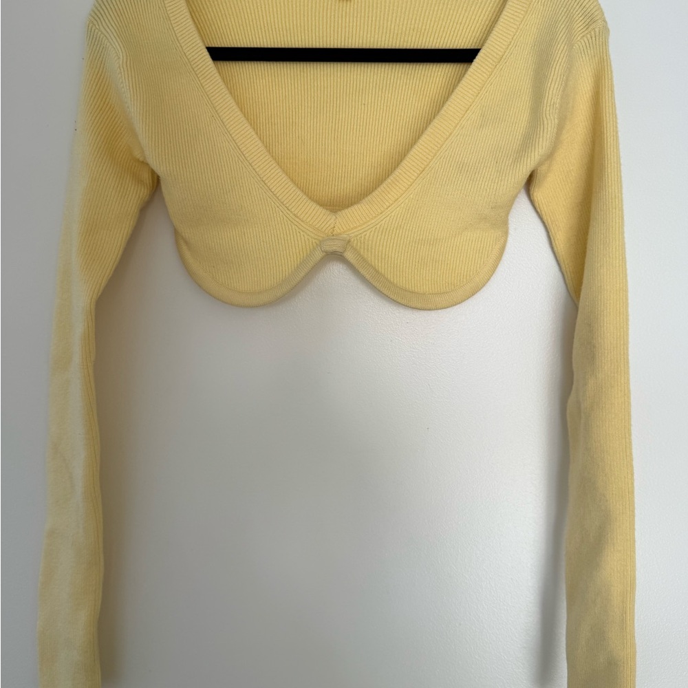For Love And Lemons Soft Yellow Ribbed Sweater